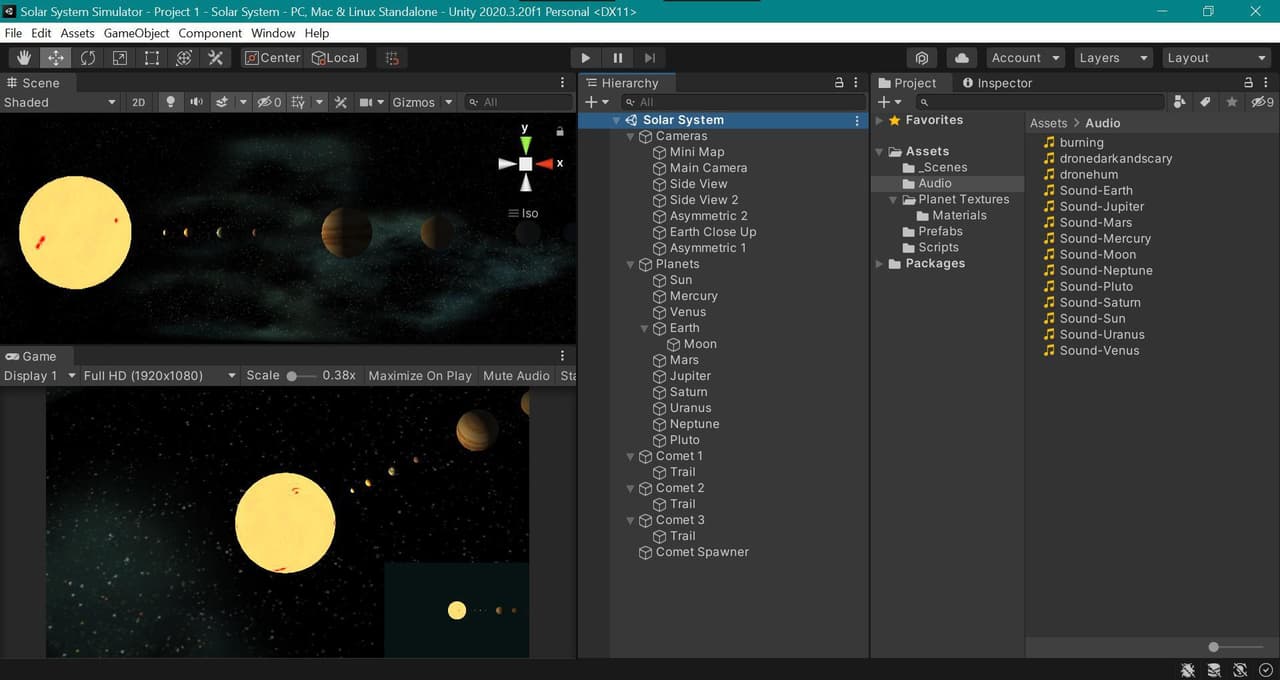 Project 1: Unity Solar System Model screenshot 2