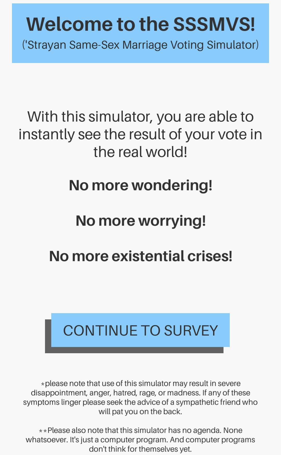 Australian Same Sex Marriage Voting Simulator screenshot 3