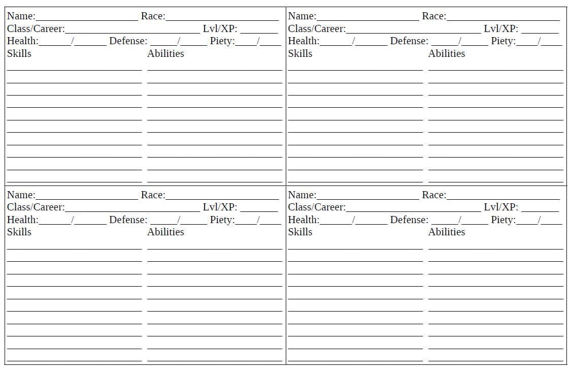 Heroes of Adventure - Group Sheet