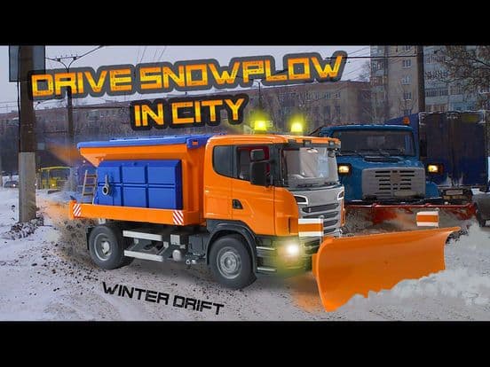 Drive Snowplow in City