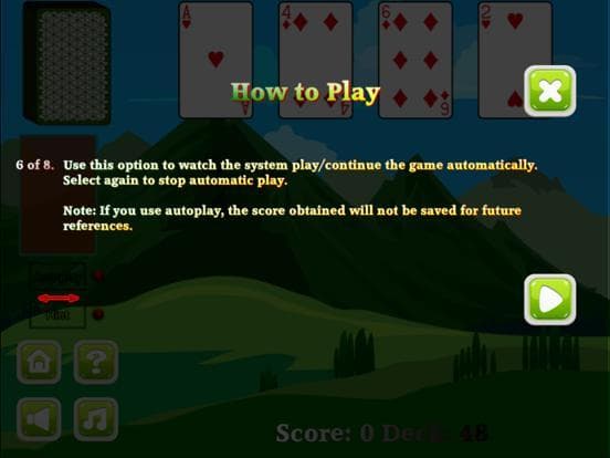 Aces Up Solitaire card game
