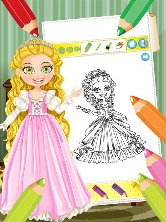 Princess Colorbook Educational Coloring Game for Kids Girls