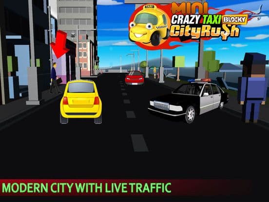 Mini Crazy Taxi Driver - Blocky Pixel City Rush screenshot 4