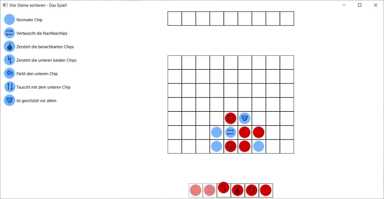 Vier Steine sortieren - Das Spiel