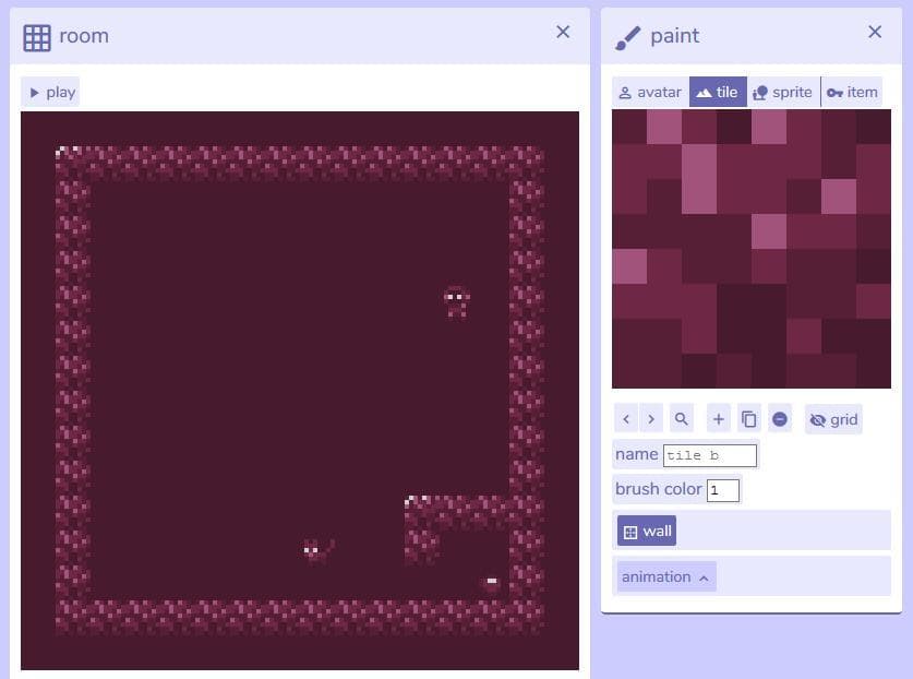 A warm cave (Multicolor bitsy editor hack test)