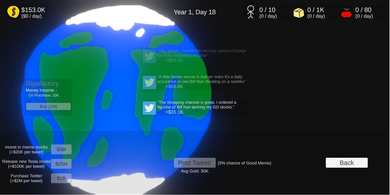 Elon Colonization Clicker - 10 Hour Challenge