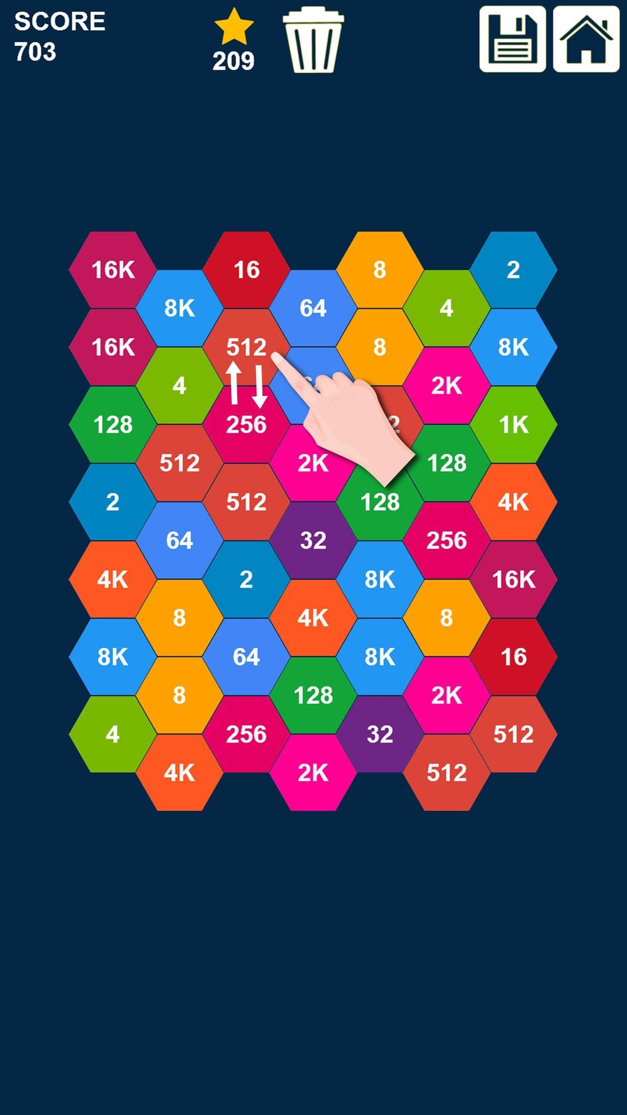 Hexagons 2048 Puzzle: Swap n Merge Numbers screenshot 6