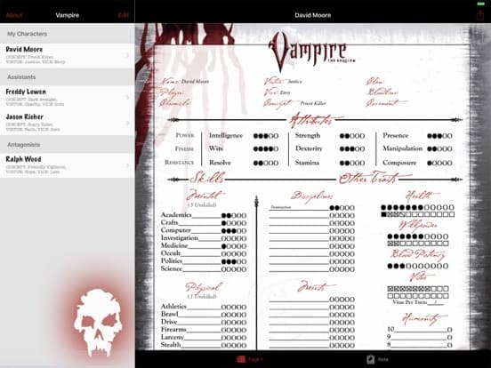 Real Sheet: NWOD Vampire ∞ screenshot 2