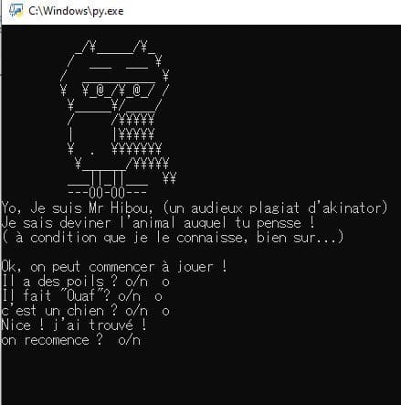 Mr Hibou (akinator en moins bien)