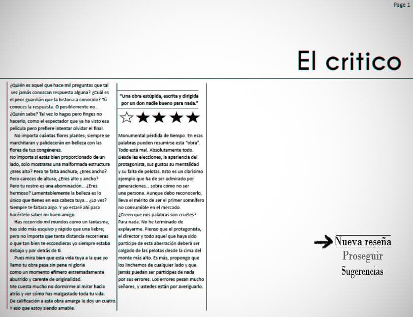 El crítico (español) screenshot 3