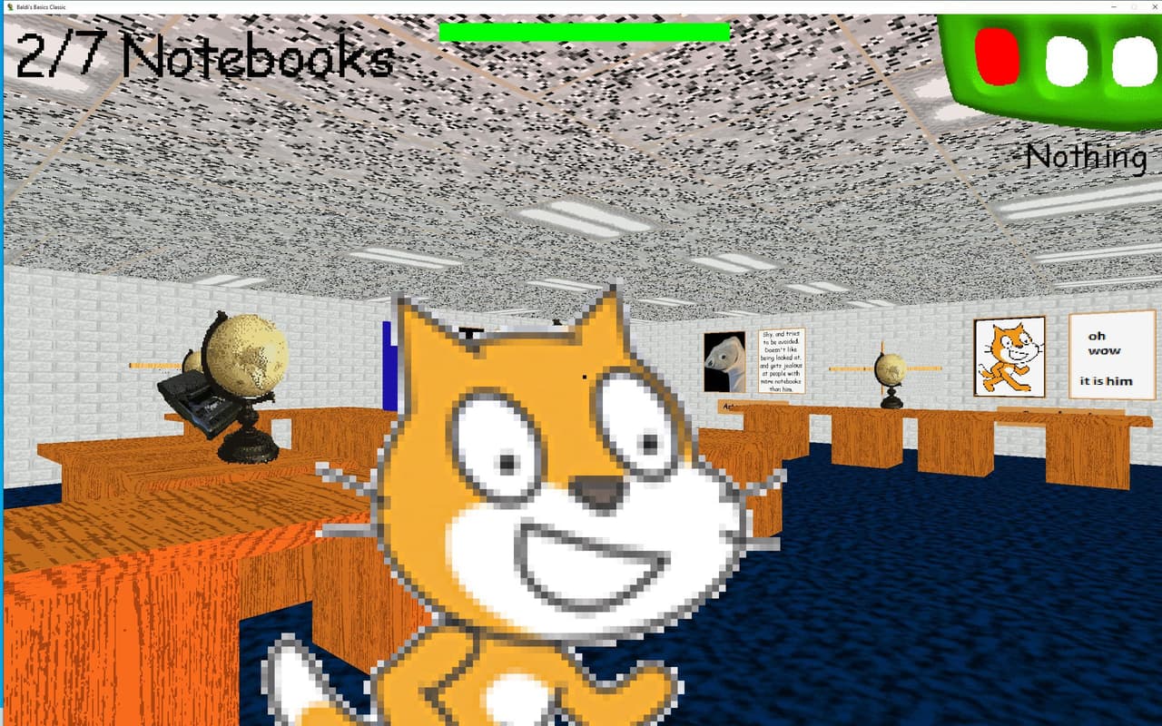 Baldis Basic But Scratch cat is in it