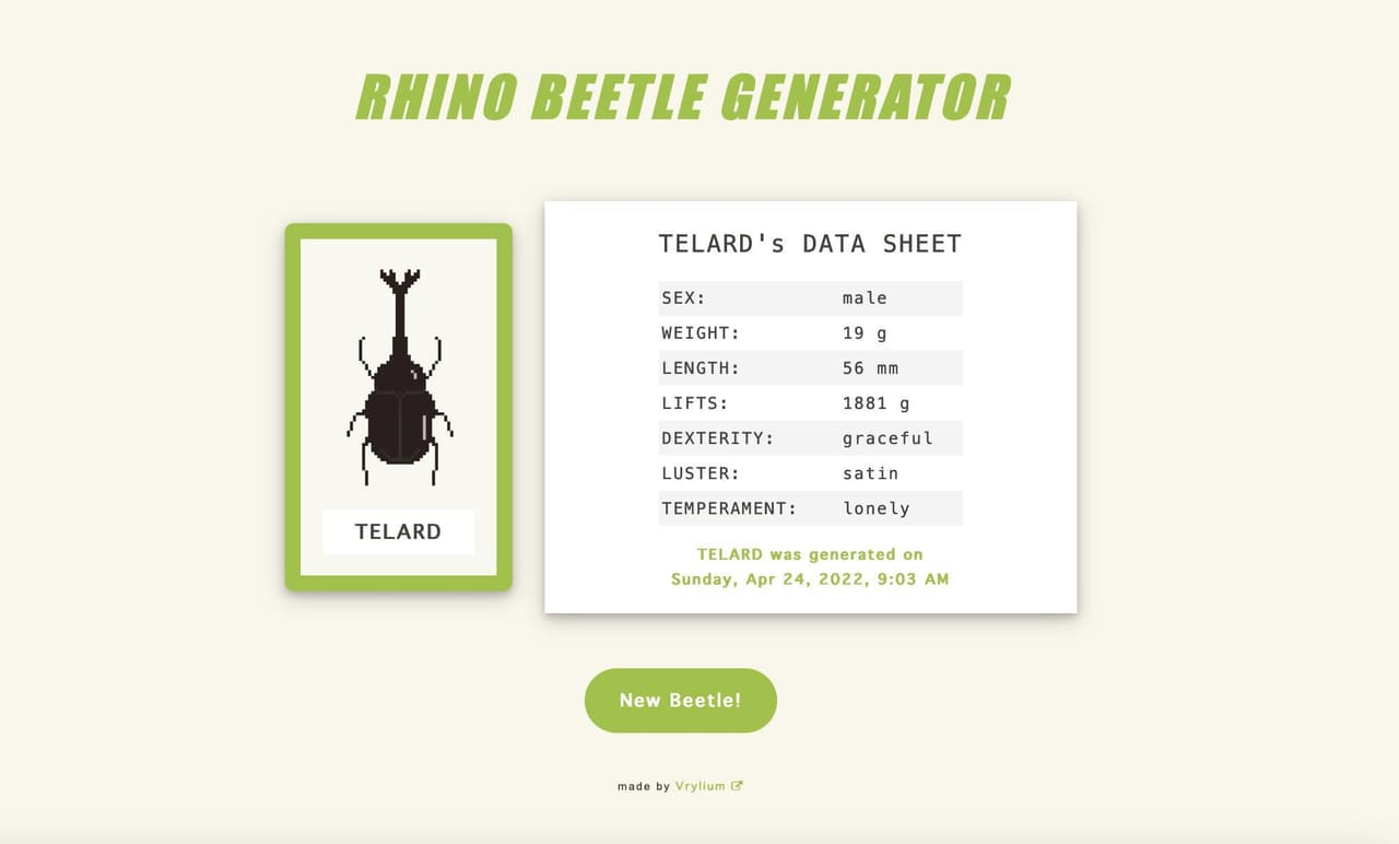 Rhino Beetle Generator