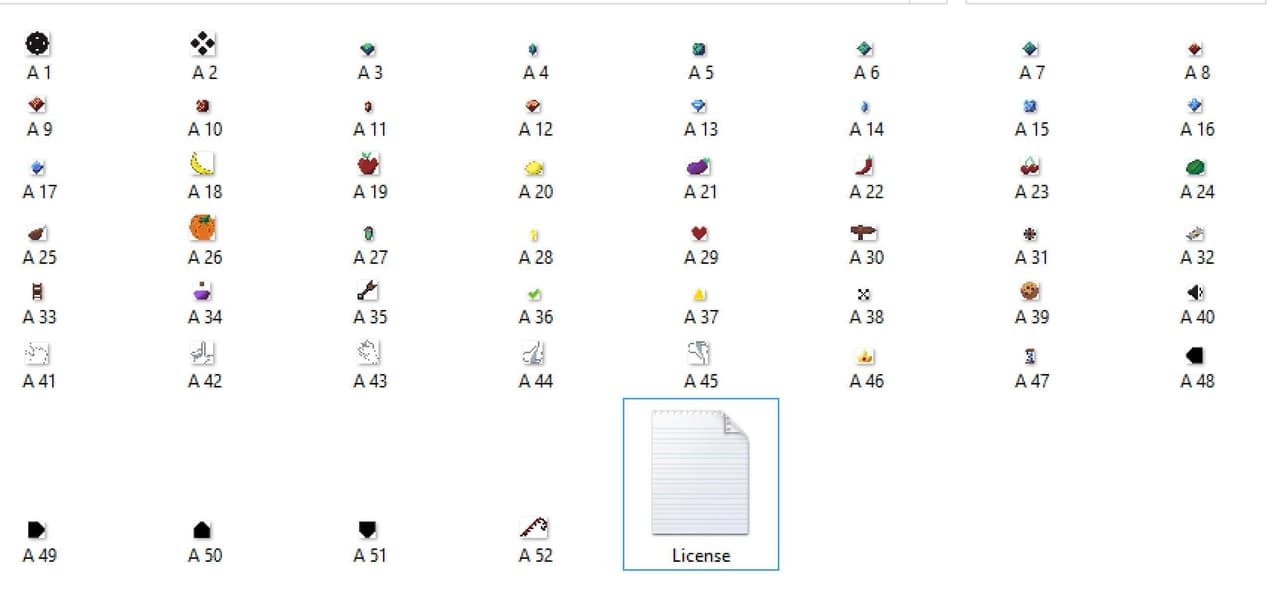 Tiny Pixel art 52 Icons,Fruit, Object, Gui