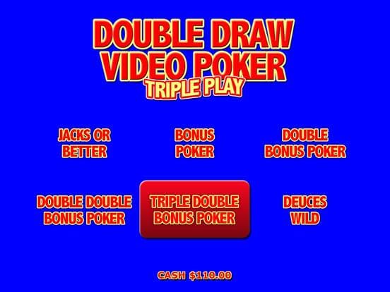 Double Draw Video Poker Triple Play