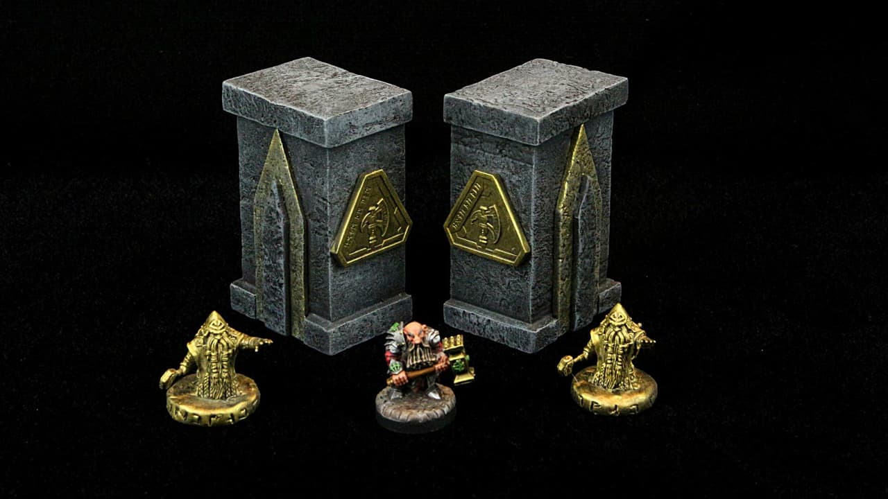 Dwarven Door with LED Runes and Modular Pillars