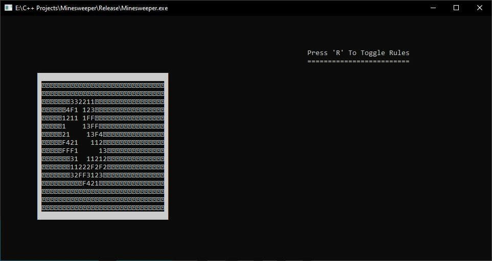 Minesweeper in Windows Command Prompt screenshot 3