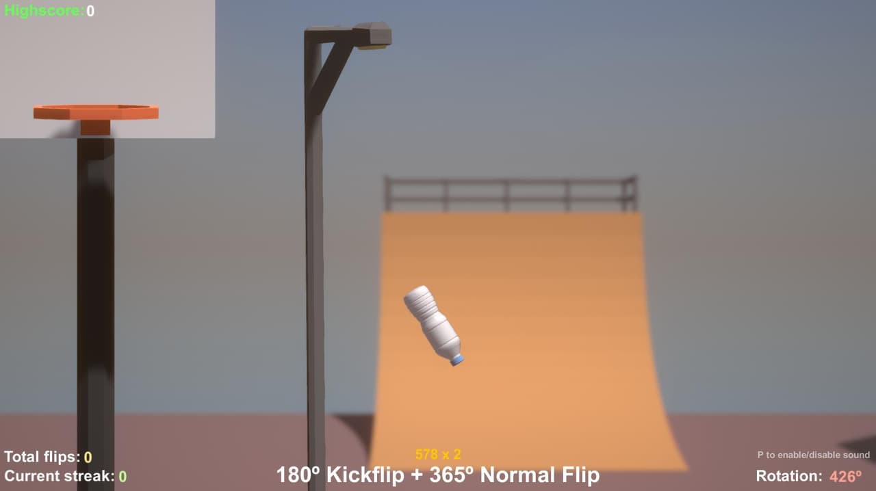 Pro Skater but its actually a bottleflip game screenshot 2