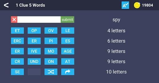 1 Clue 5 Words - Word Game screenshot 5