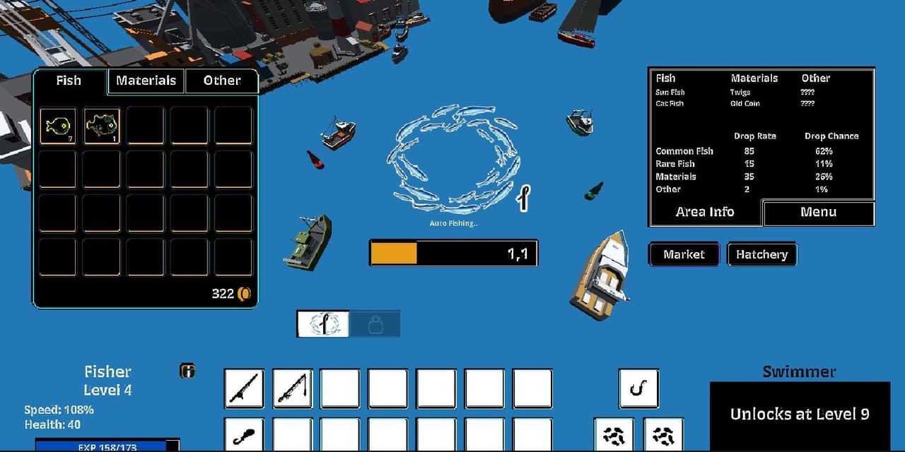 TinyFishBoat - Fish, Fight, Hatch, Eat, Swim, Gamble, Craft screenshot 2