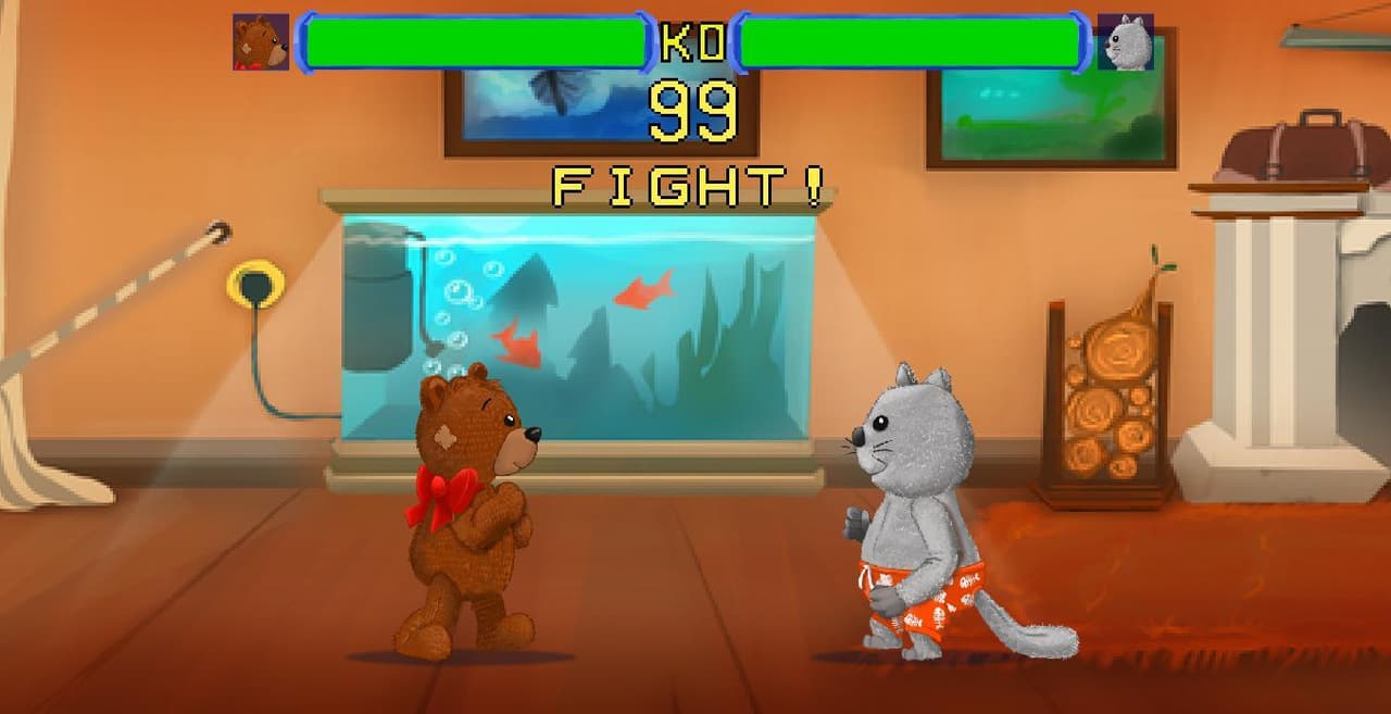 Soft toys fighting