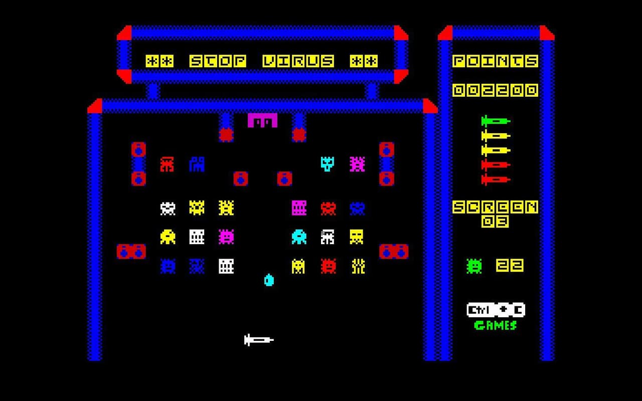 STOP VIRUS ZX Spectrum 48/128k by Ctrl+C Games & PCNONOGames screenshot 3