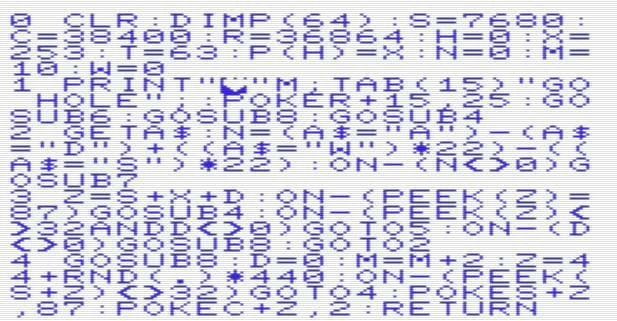 GO HOLE ASCII (Vic20) screenshot 3