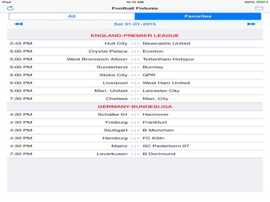Football Fixtures *