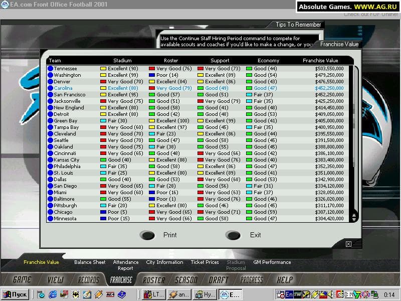 Front Office Football 2001 screenshot 6