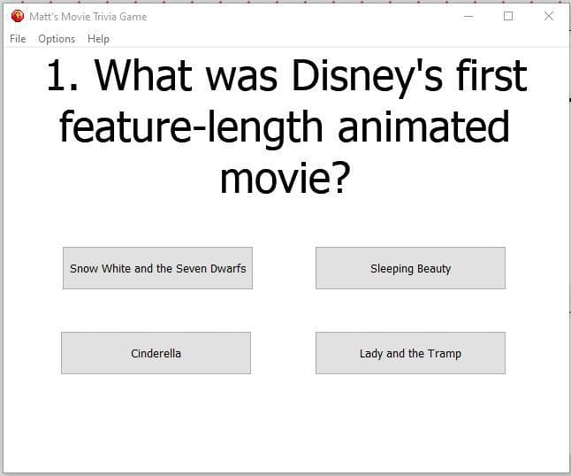 Matts Movie Trivia Game