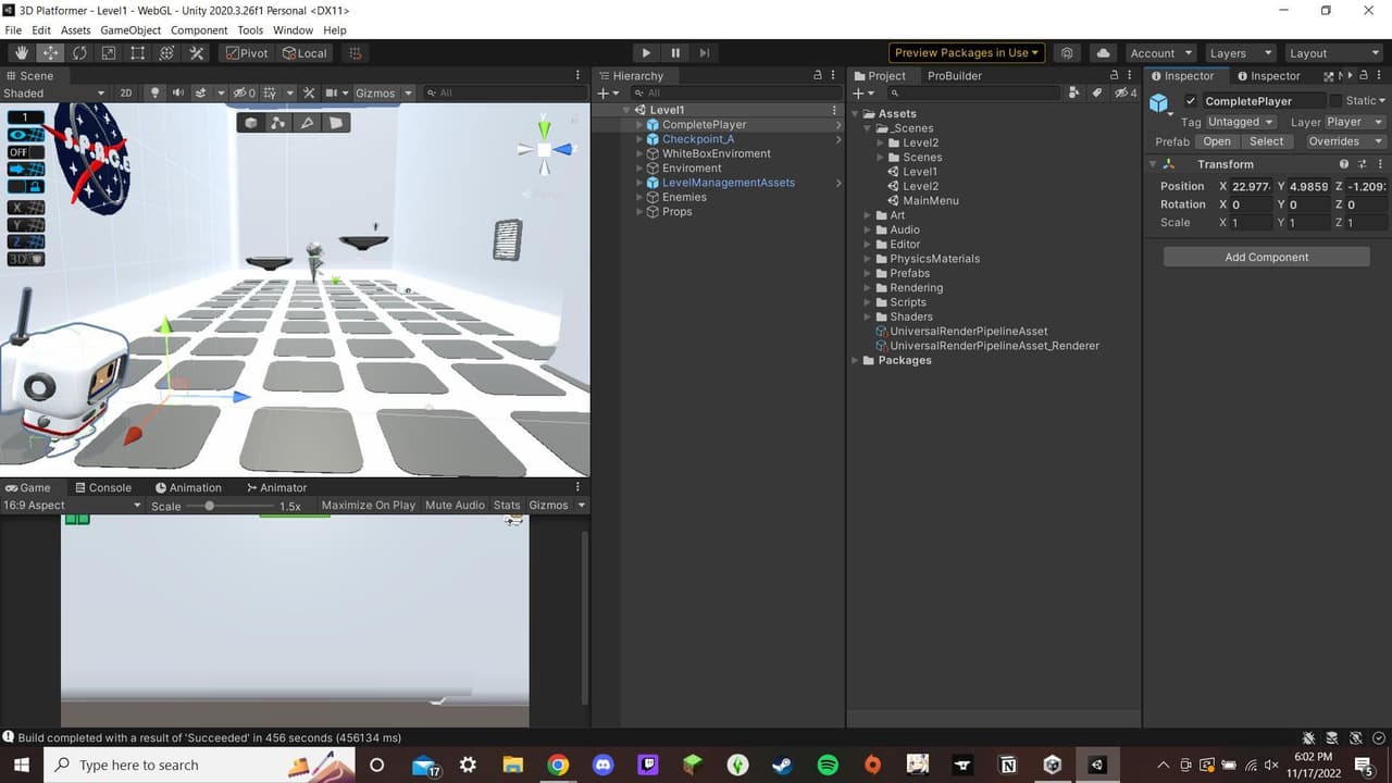 3D Platformer Tutorial (kristinamalkowski) screenshot 2