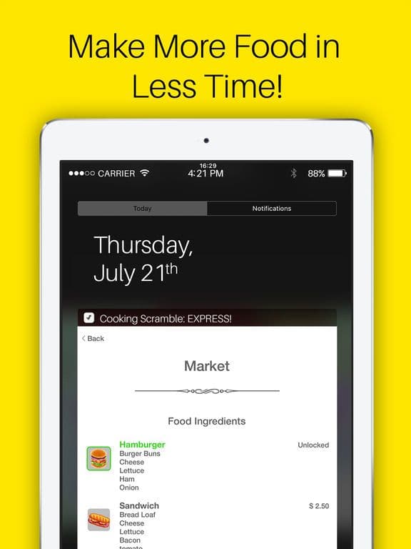 Cooking Scramble: EXPRESS! The Widget Food Making and Notification Center Game