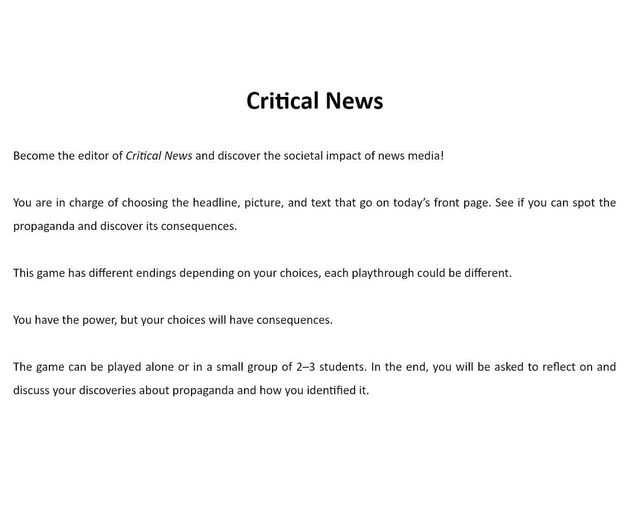 Critical News
