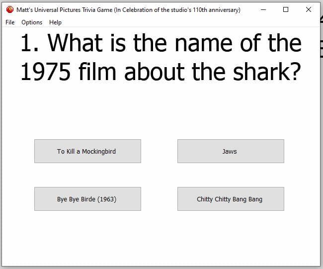 Matts Universal Pictures Trivia Game