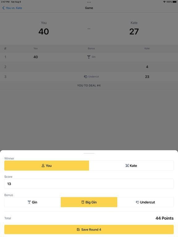 Gin Rummy Score Tracker screenshot 2