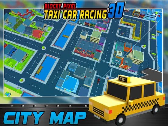 Blocky Pixel Taxi Car Racing 3D screenshot 2