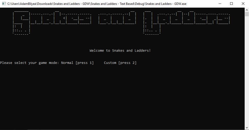 Snakes and Ladders - Text Based screenshot 2