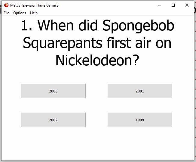 Matts Television Trivia Game