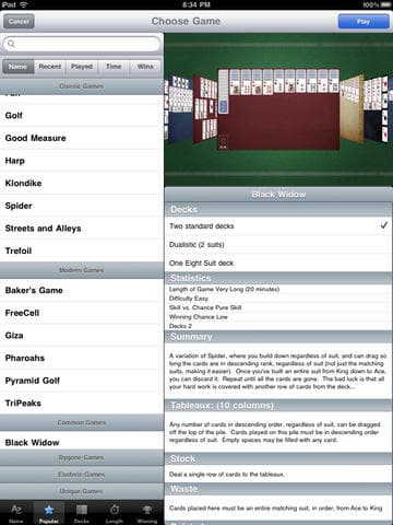 Mondo Solitaire for iPad screenshot 3