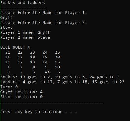 C++ Snakes & Ladders