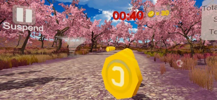 VR health care (running exercise): VR walking and running along beautiful seabeach and sakura forests screenshot 6