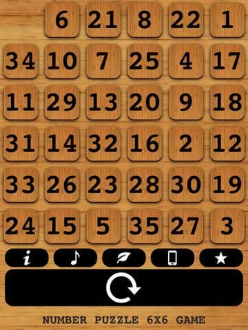 Number Puzzle 6X6 Slider Free screenshot 2