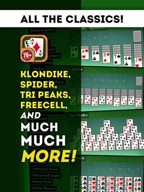 Solitaire 70+ Card Games in 1 Premium Version: Tripeaks, Klondike, Hearts, Pyramid, Plus More! screenshot 3
