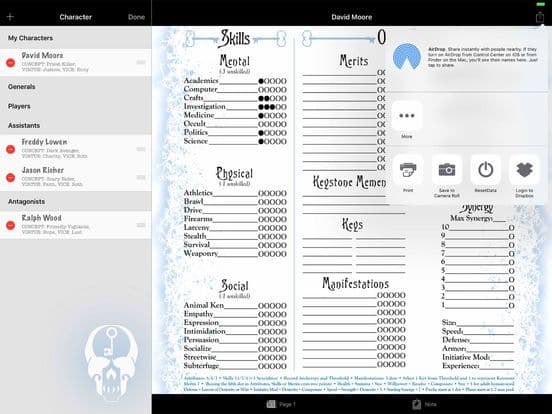 Real Sheet: NWOD Geist ∞ screenshot 3