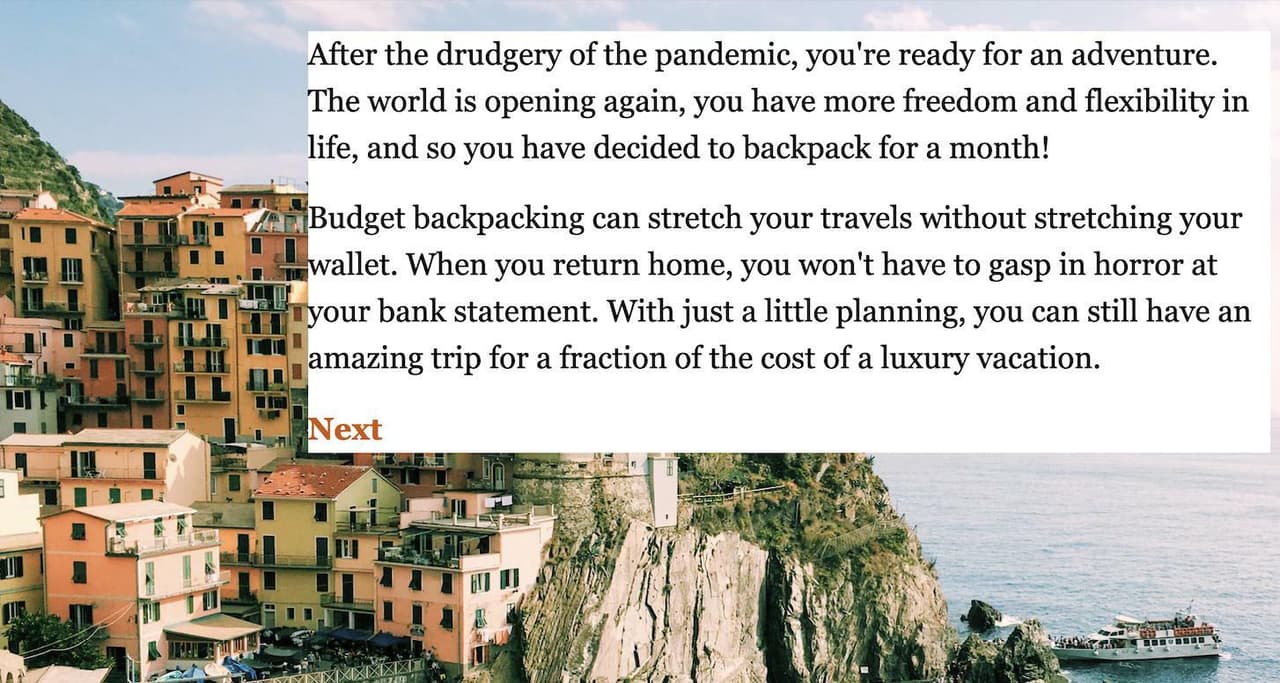 First Time Backpacker