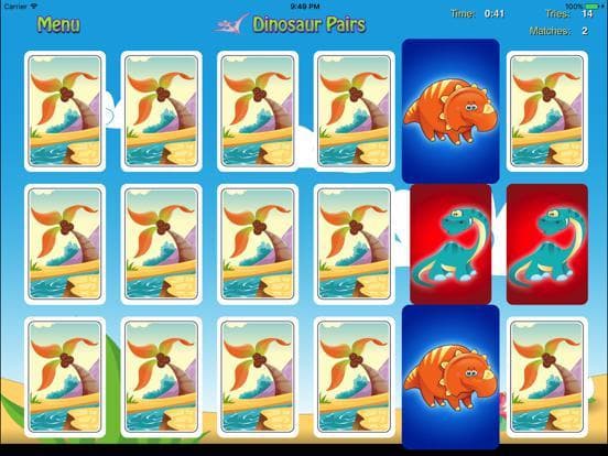 Dinosaur Pairs Card Match Game screenshot 4