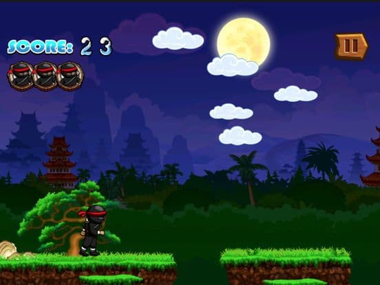 Baby Ninja Runs Behind Temple