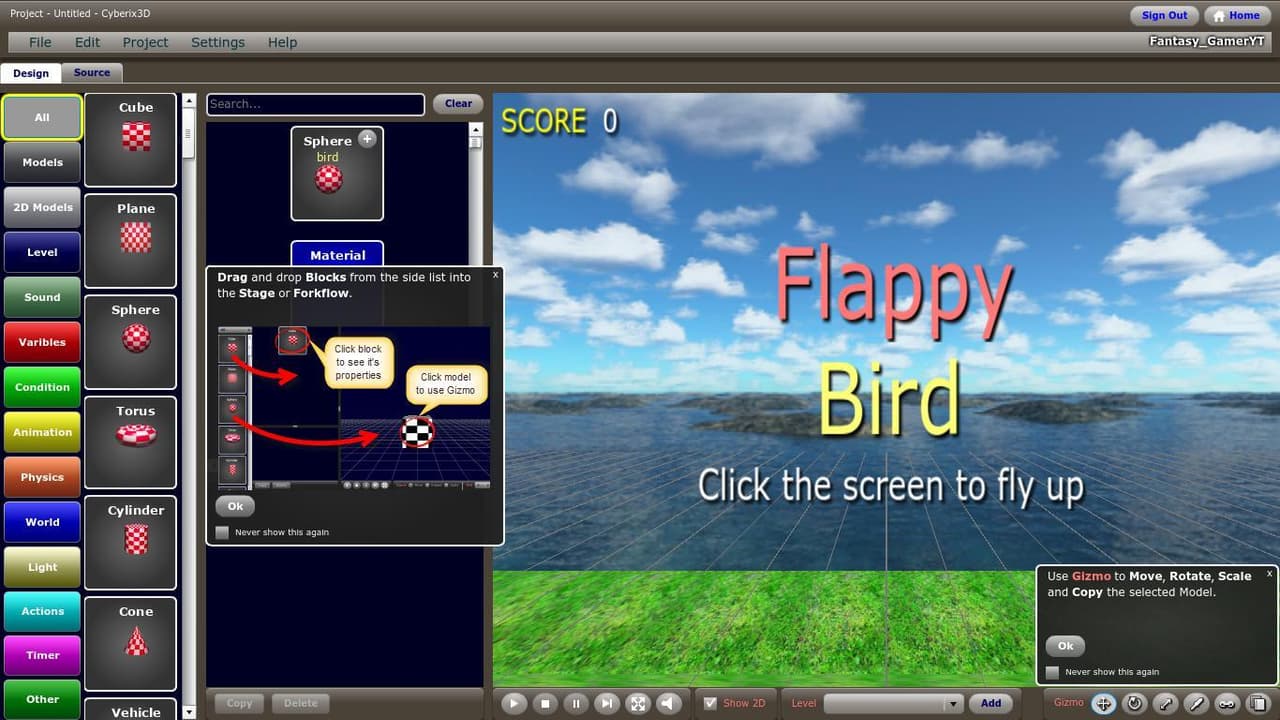 Flappy Bird 3D (Fantasy_GamerYT)