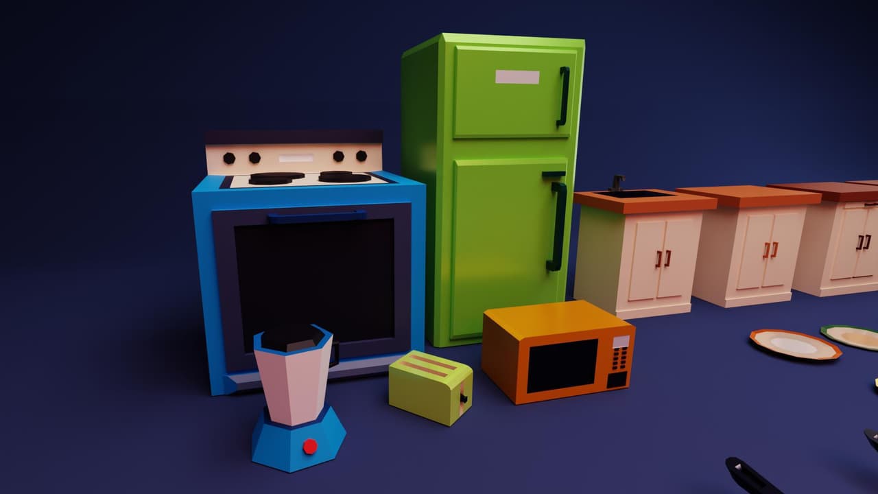 low poly kitchen 3D assets screenshot 5
