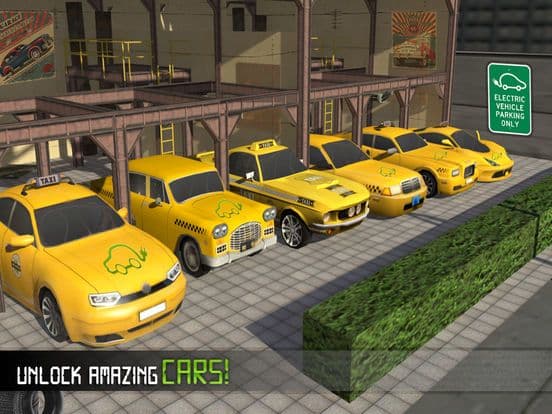 Electric Car Taxi Driver 3D Simulator: City Auto Drive to Pick Up Passengers screenshot 3