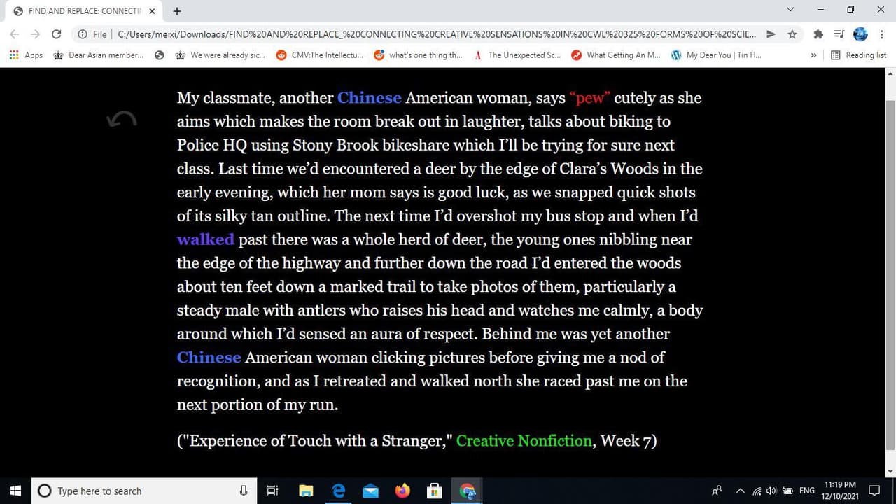 FIND AND REPLACE: EXCERPTS FROM CWL 325 FORMS OF SCIENCE WRITING (FALL 2021) screenshot 5